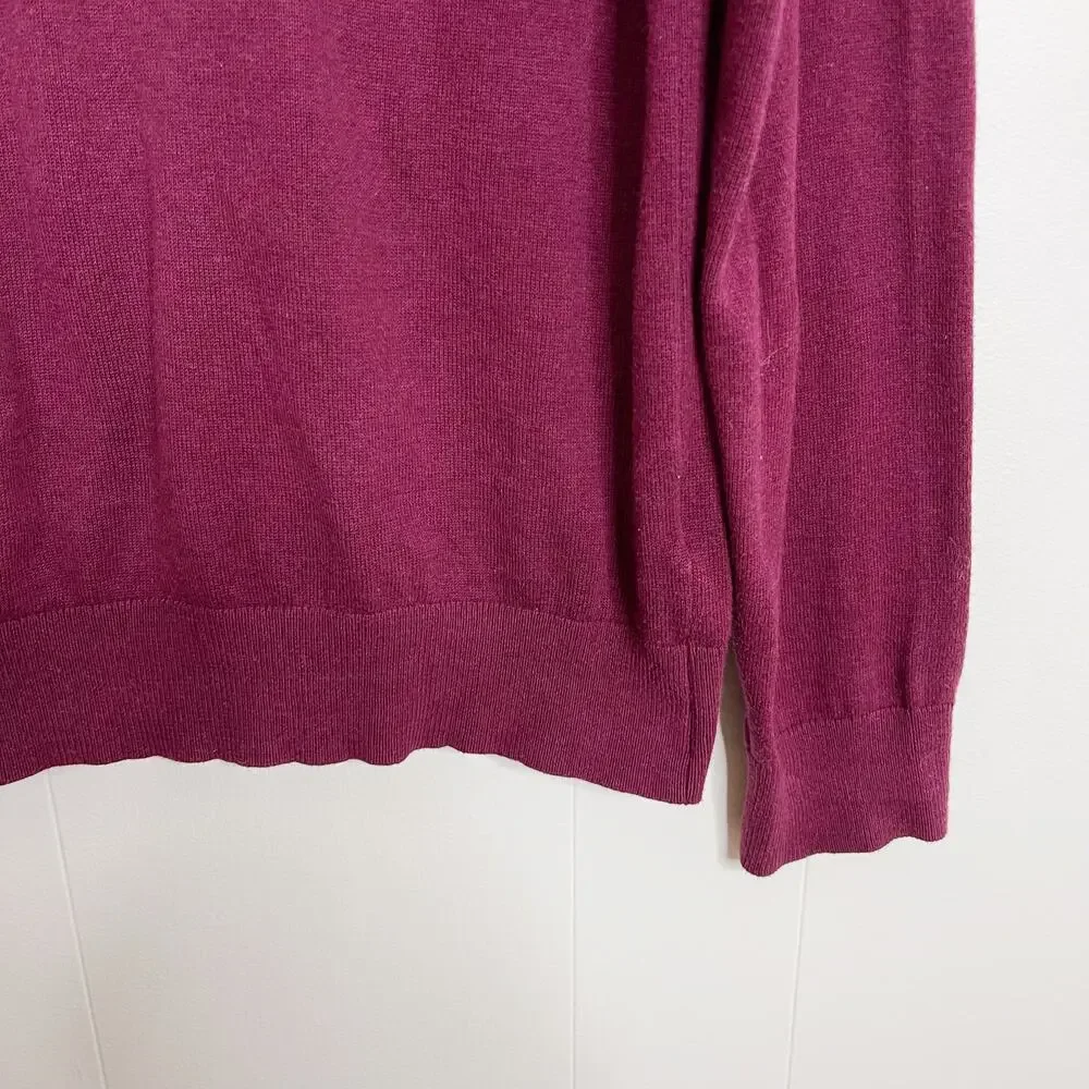 Banana Republic Cotton V Neck Lightweight Pullover Sweater Wine Red Medium Mens